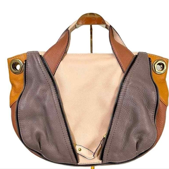 OrYany Women's Colorblock Genuine Leather Tassel Convertible Crossbody Handbag - Picture 2 of 3